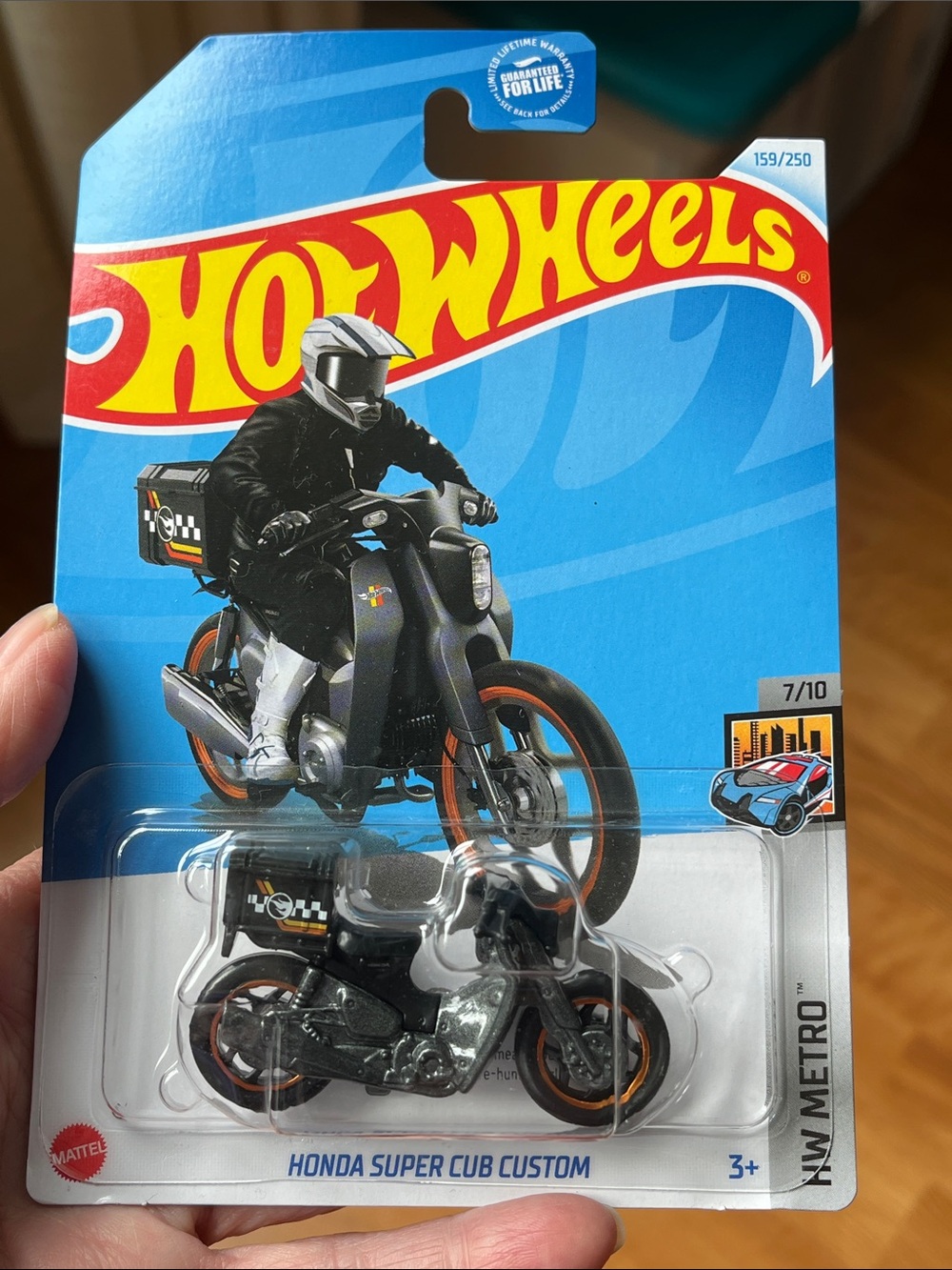 Hot Wheels Treasure Hunt Honda Super Cub Custom Toy Motorcycle - Black & Orange